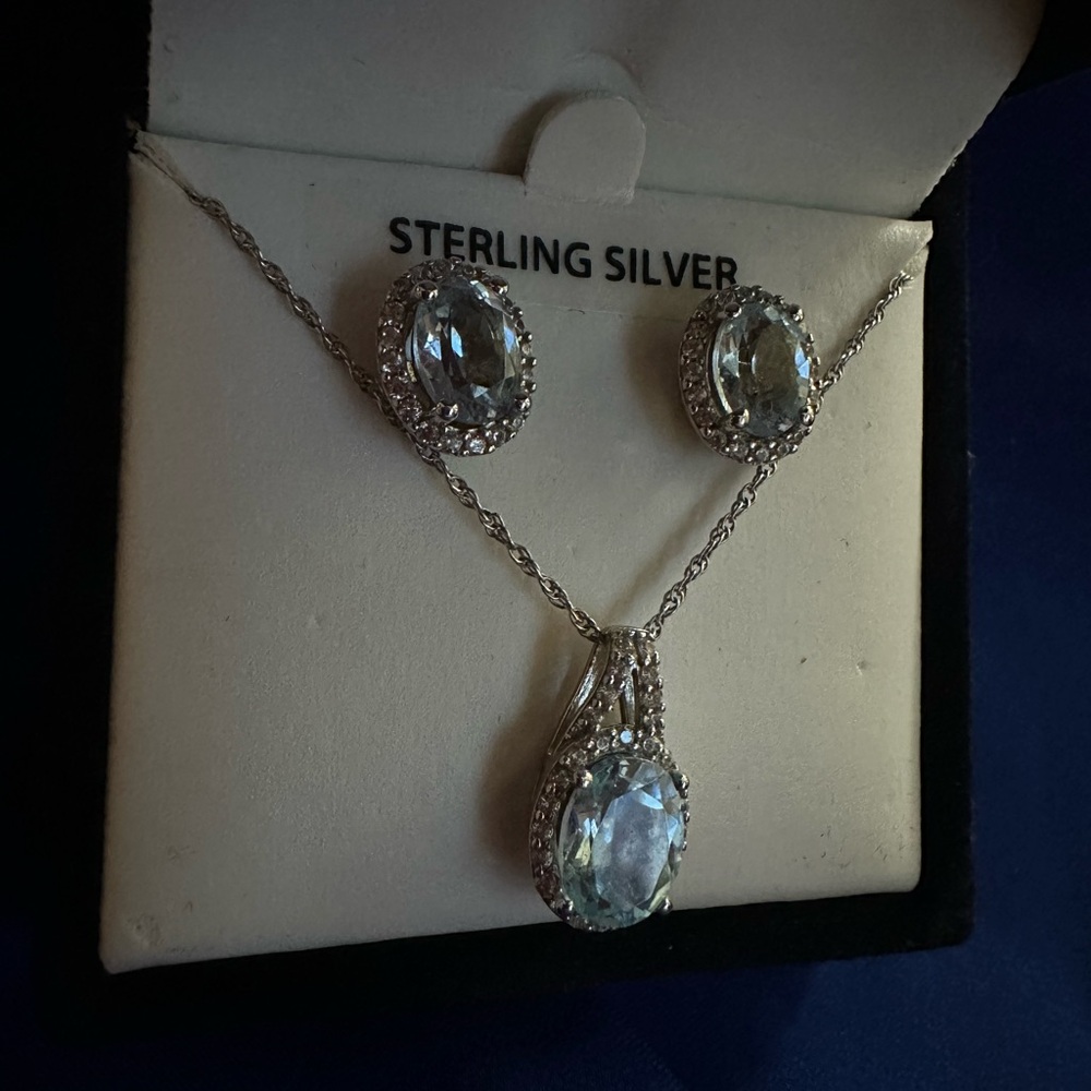 Elegant Sterling Silver Earrings and Necklace Set💎